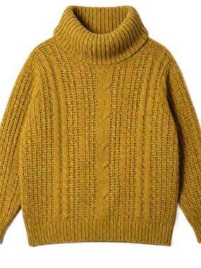 🍂 Mustard Yellow Knit Slim-Fit Sweater - Long & Cozy - S